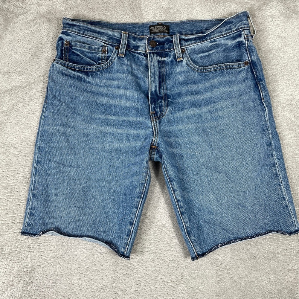 Levis 511 Denim Shorts Mens 32 Blue Cut Off‎ Raw Hem Slim Fit Summer Skater